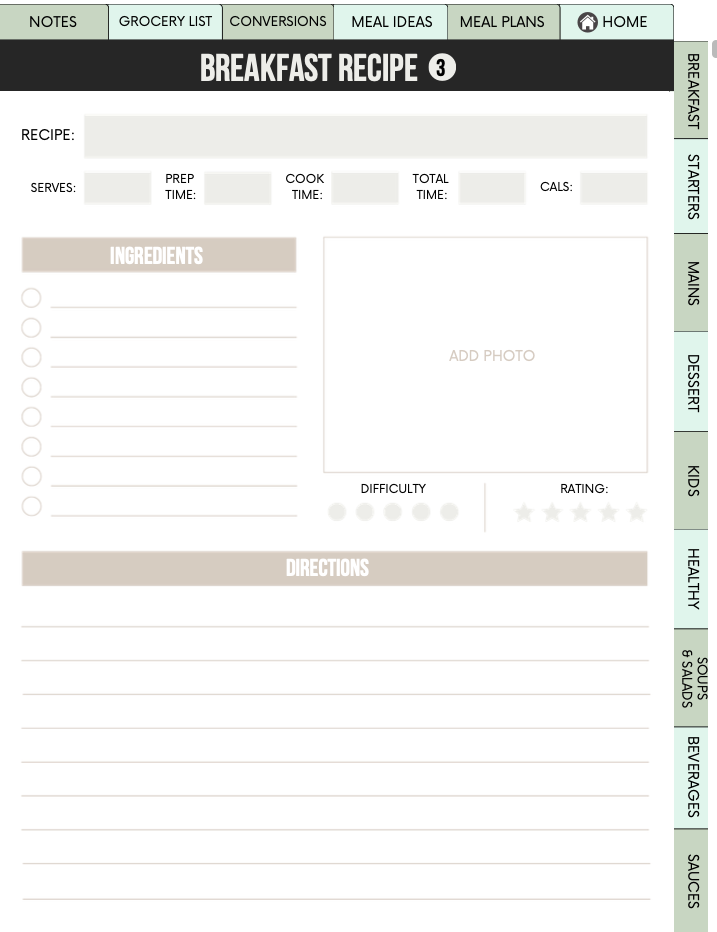 My Recipe Book Planner