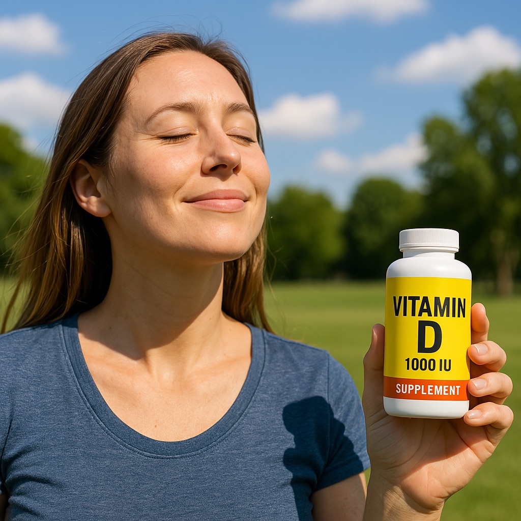 The woman enjoying the sun on her face