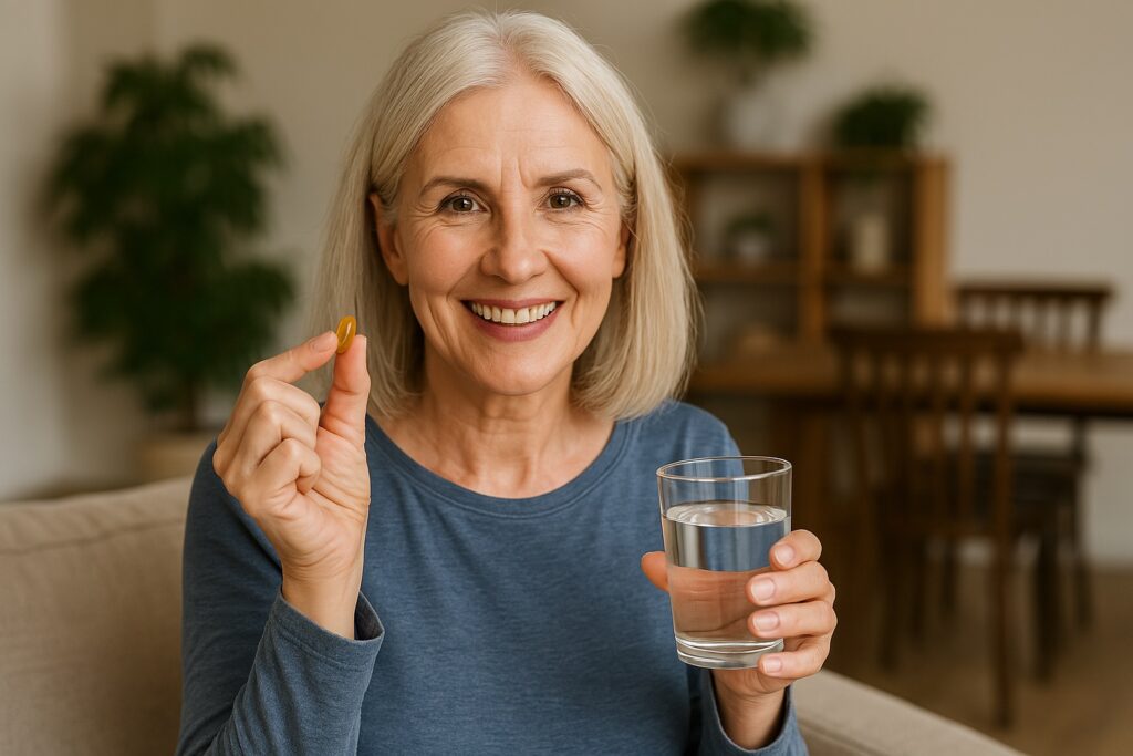 Lady that holes vitamin supplement